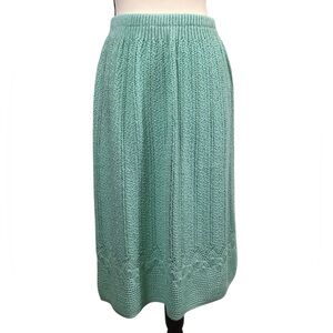 Vintage Evanna Womens Crochet Sweater Skirt Size L Eyelet Knit Midi Boho Twee
